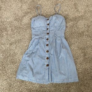 Blue and White Striped Dress